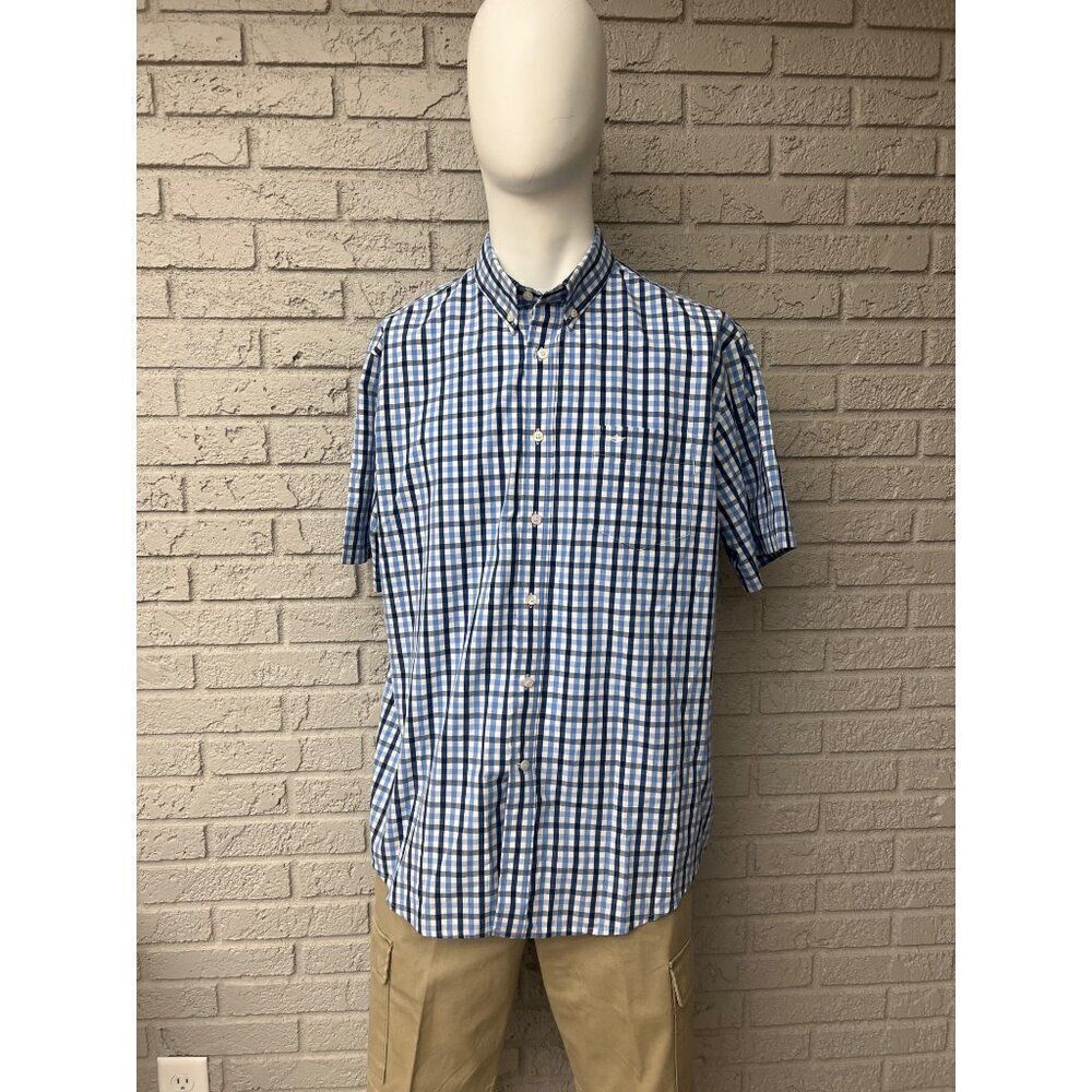 Dockers Men Wrinkle Free Blue Short Sleeve Shirt Size XL